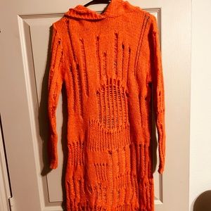 Brand new see through cover up. Hooded. Orange.